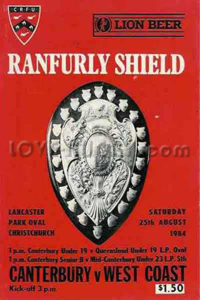 1984 Canterbury v West Coast  Rugby Programme